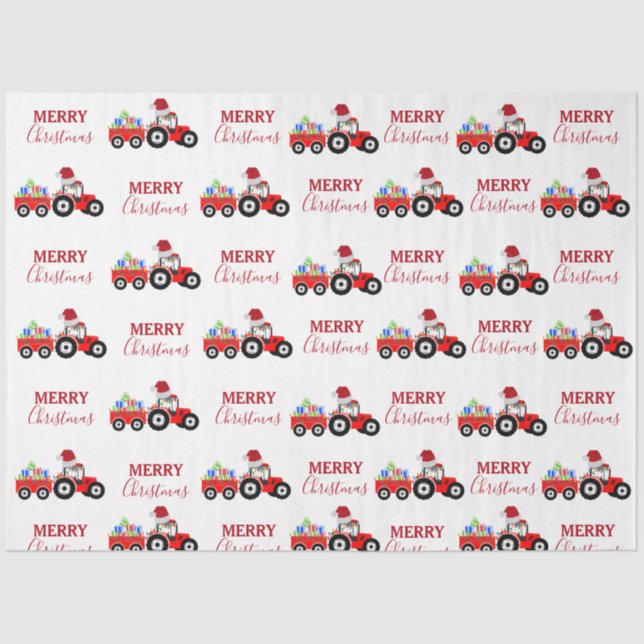 Truckfarm Red Christmas Tractor Seidenpapier (Vorderseite)