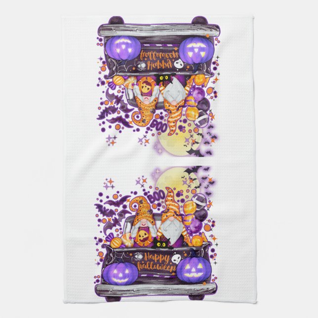 Truckin Halloween Gnomes Geschirrtuch (Vertikal)