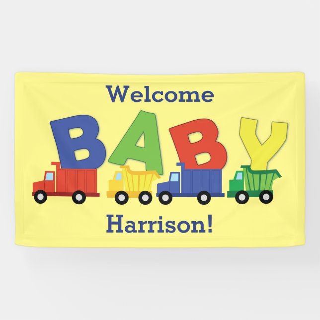 Trucks Baby Shower Banner (Horizontal)