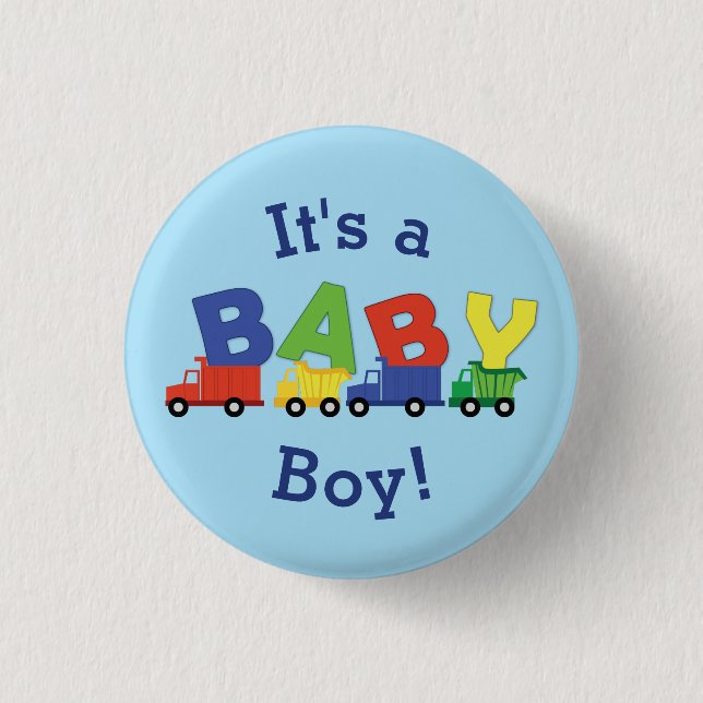 Trucks Baby Shower Button (Vorderseite)