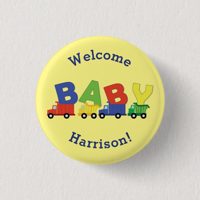Trucks Baby Shower Button (Vorderseite)