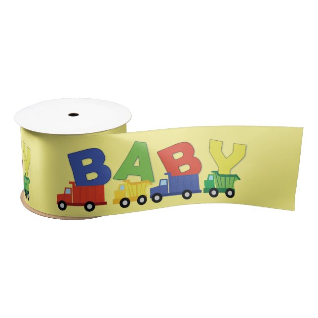 Trucks Boy Baby Shower Construction Niedlich Satinband (Spule)