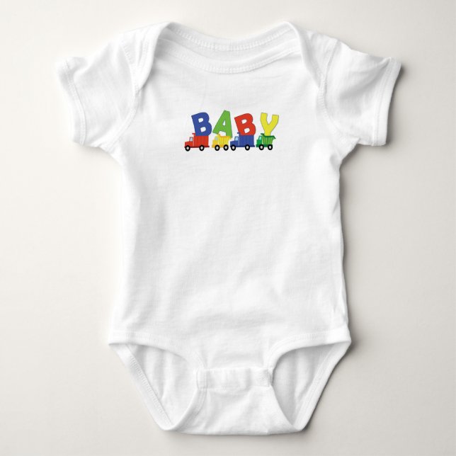Trucks Boy Baby Shower Construction Niedlich Strampler (Vorderseite)