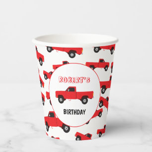 Trucks vom Roten Lieferwagen zum Geburtstag Pappbecher