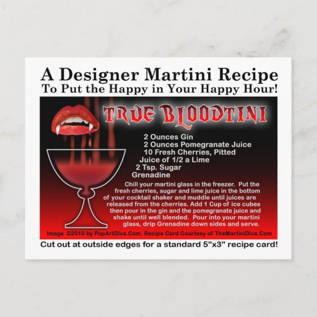 True Bloodtini Halloween Martini Rezept Postkarte (Vorderseite)