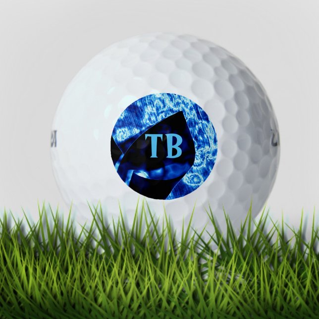 True Blue Edgy Abstrakte Personalisierte Initialen Golfball (Von Creator hochgeladen)