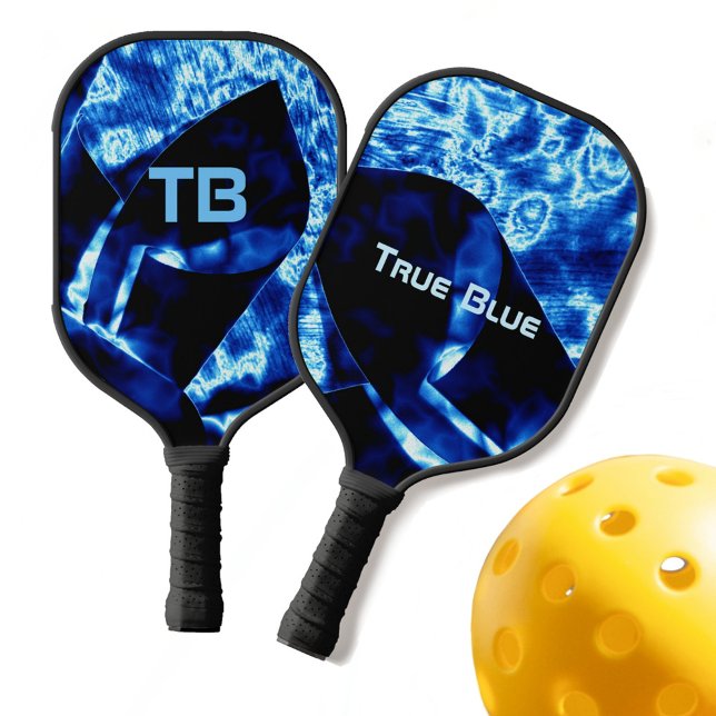 True Blue mit Namen und Initialen Pickleball Schläger (Von Creator hochgeladen)