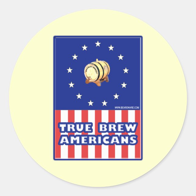 True Brew Wine Amerikaner Runder Aufkleber (Vorderseite)