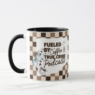 True Crime & Coffee Bold Brown Checkered Mug  Tasse