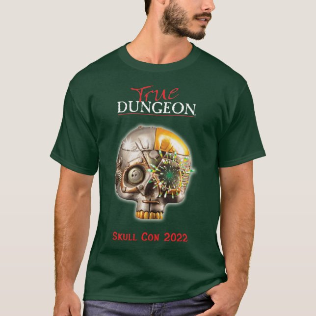 True Dungeon - Skull Con - dunkelgrüner T - Shirt (Vorderseite)
