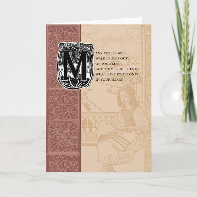 True Friends Verlasst Fußabdrücke in Ihrem Herzen Karte (Vorderseite)