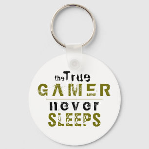 True Gamer schläft niemals Typografy Gamer Schlüsselanhänger