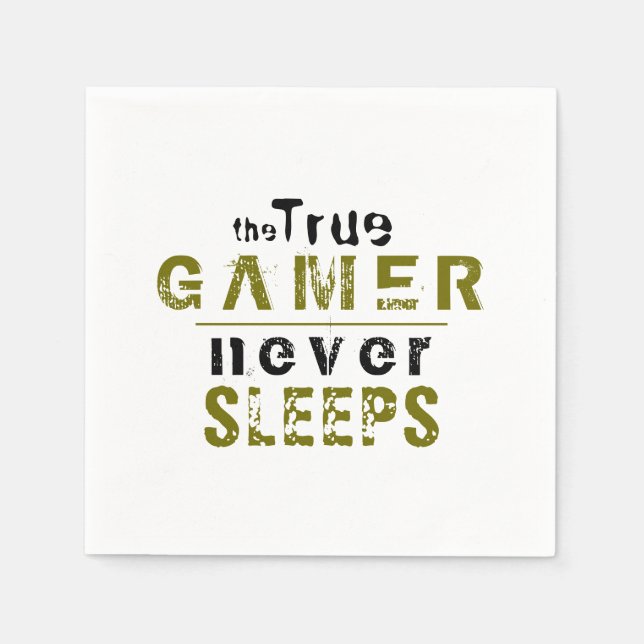 True Gamer schläft niemals Typografy Gamer Serviette (Vorderseite)