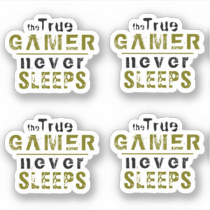 True Gamer schläft niemals Typografy Gamer Sticker