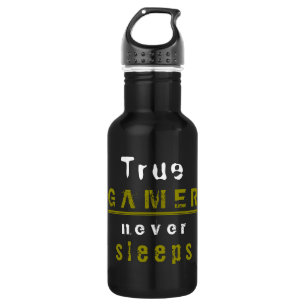True Gamer spricht nie Typografie Black Gamer Edelstahlflasche