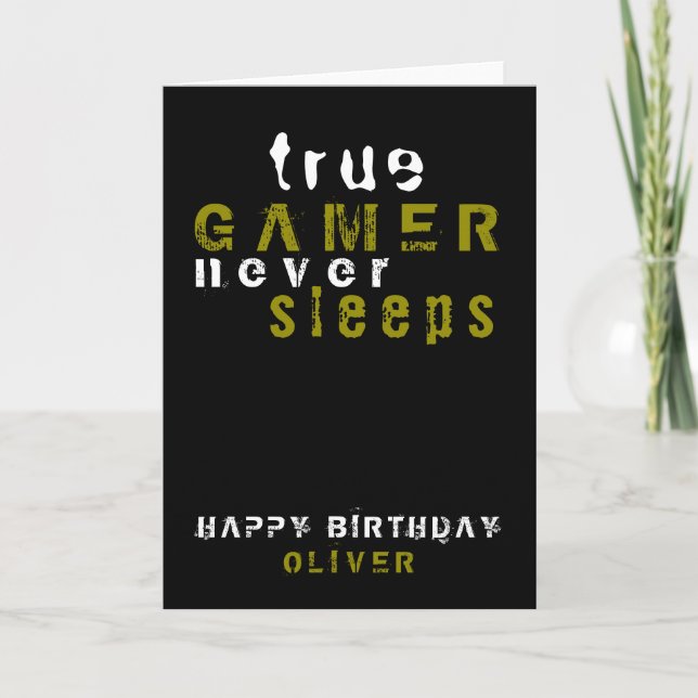 True Gamer Typografie Black Gamer Birthday Karte (Vorderseite)