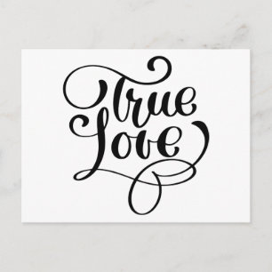 True Love Black & White Typografy Wedding Bridal Postkarte