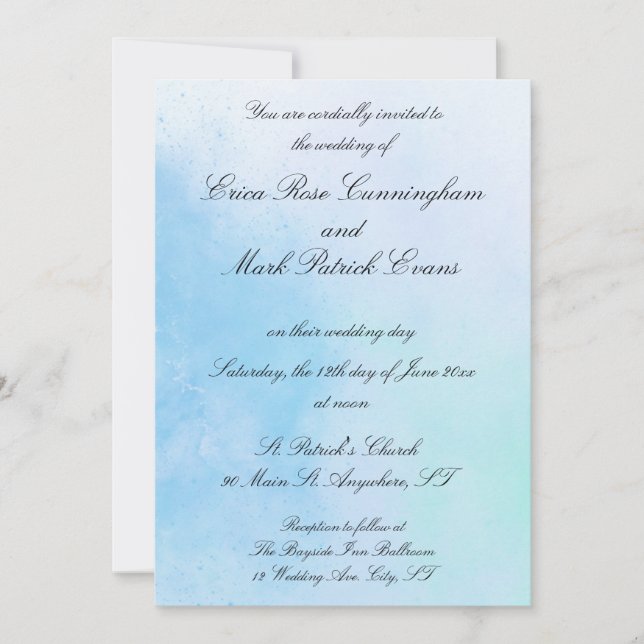 "True Love Blue" Einladung zur Hochzeit (Vorderseite)
