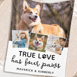 True Love Custom Pet Dog Lover 4 FotoCollage Fleecedecke