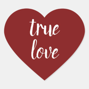 "True Love" Deep Red Heart Stickers