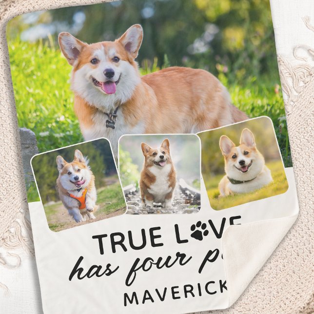 True Love Dog Lover Personalisiert 4 Fotolage Sherpadecke (Von Creator hochgeladen)