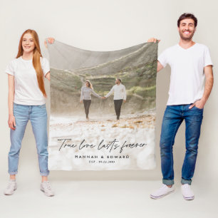 True Love Foto Modernes, personalisiertes Geschenk Fleecedecke