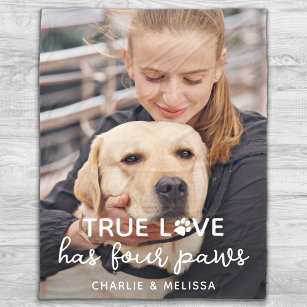 True Love hat 4 Paws Custom Pet Hund Lover Foto Fleecedecke