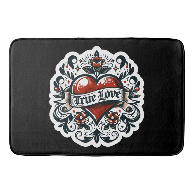 True Love Heart Tattoo Sticker Style Artistic Badematte (Vorderseite)