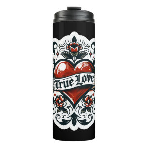 True Love Heart Tattoo Sticker Style Artistic Thermosbecher