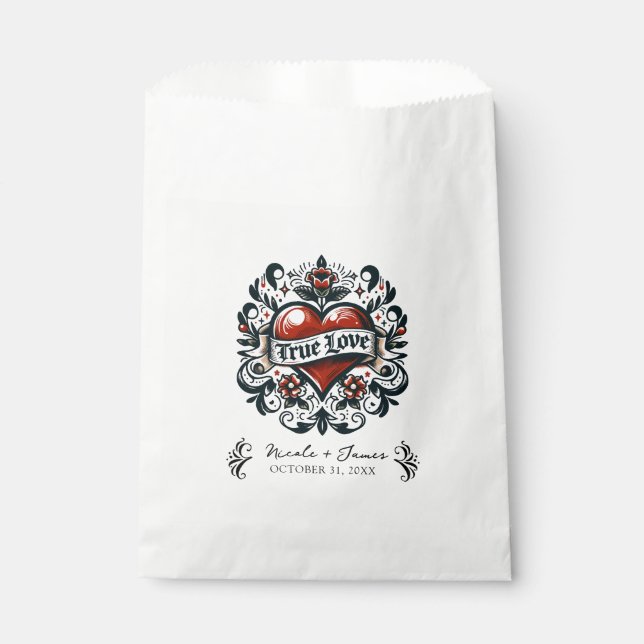 True Love Heart Tattoo Sticker Wedding Geschenktütchen (Vorderseite)