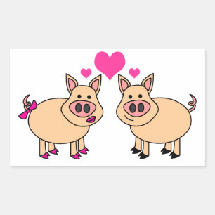True Love - Niedliches Schweinefleisch Cartoon Rechteckiger Aufkleber
