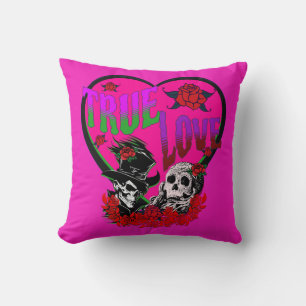 True Love Pink Custom Skull Couple Kissen