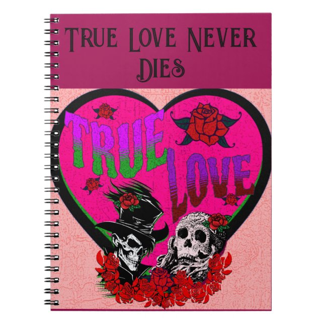 True Love Pink Skull Couple Custom Notizblock (Vorderseite)