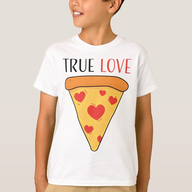 True Love Pizza Girls Boys Kinder T-Shirt (Vorderseite)