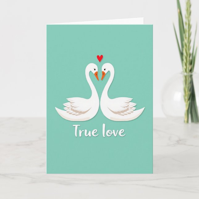 True Love Schwäne Herz Karte (Vorderseite)