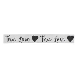 True Love Schwarzes Glitter Valentinstag Grosgrain Ripsband