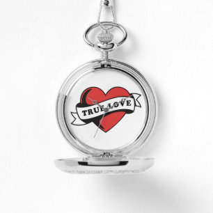 True Love Tattoo Heart   Klassisches Romandesign Armbanduhr