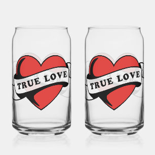 True Love Tattoo Heart   Klassisches Romandesign Dosenglas