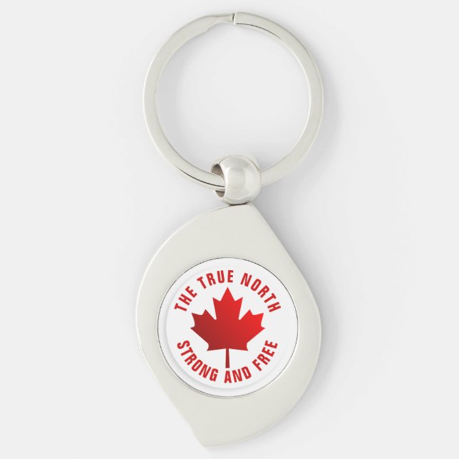 True North Strong and Free Red Maple Leaf Schlüsselanhänger (Vorderseite)