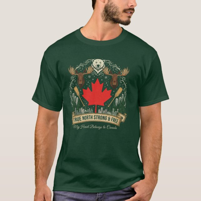 True North Strong Free Canada Patriotic T-Shirt (Vorderseite)