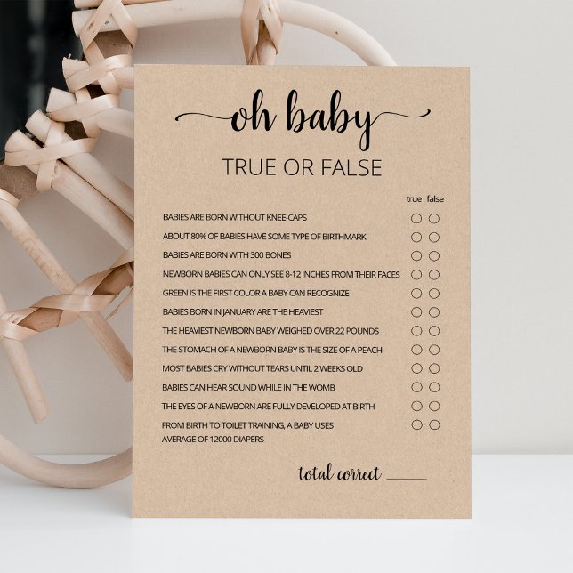 True oder False Game mit Answers Baby Showcard Einladung (Von Creator hochgeladen)