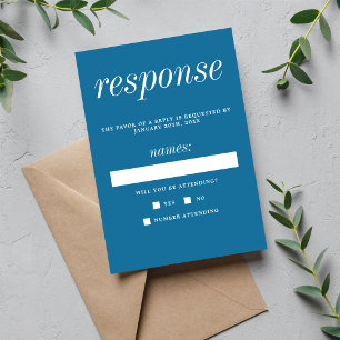 True Simplicity 2 Winter Blue Minimalist Wedding RSVP Karte
