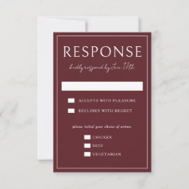 True Simplicity 4 | Burgundy | Wedding RSVP Karte