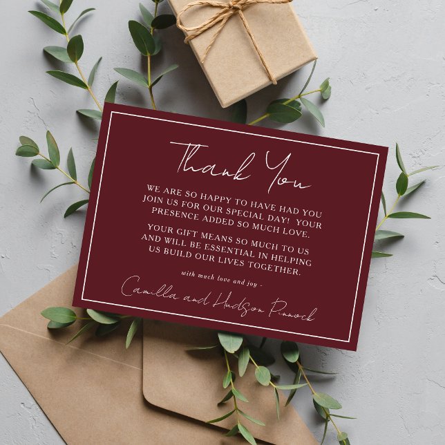 True Simplicity 4 | Deep Burgundy | Thank You Note Dankeskarte (Von Creator hochgeladen)