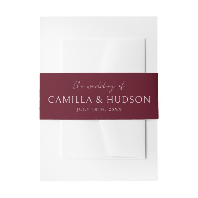 True Simplicity 4 | Tiefes Burgund | Hochzeitseinl Einladungsbanderole (Vorderseite Beispiel)