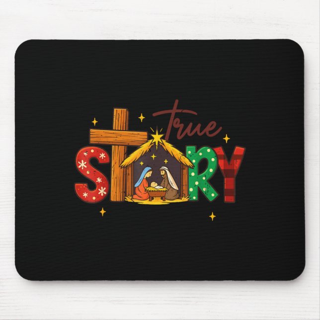 True Story Christian Christmas Family Pajamas Pjs  Mousepad (Vorne)