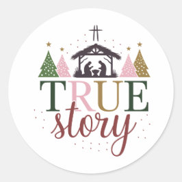 True Story Christmas Bibel Verse Runder Aufkleber