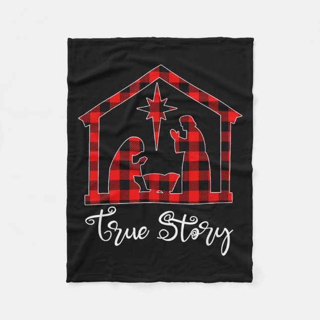 True Story Christmas Manger Nativity Scene Buffalo Fleecedecke (Vorderseite)