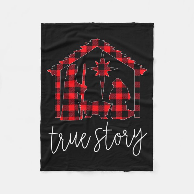 True Story Christmas Manger Nativity Scene Buffalo Fleecedecke (Vorderseite)
