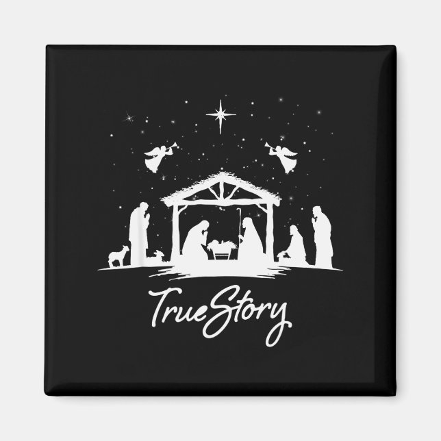 True Story Christmas Nativity Jesus Christian Men  Magnet (Vorne)
